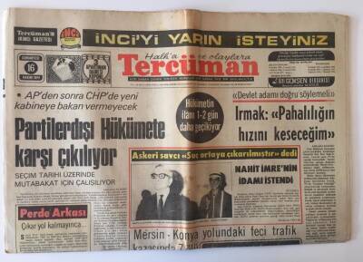 Tercüman Gazetesi 16 Kasım 1974 - Partiler Dışı Hükümet GZ11141 - 1