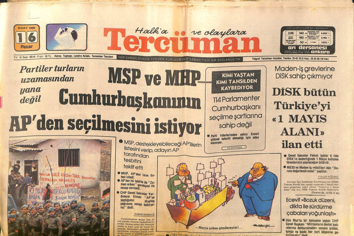 Tercüman Gazetesi 16 Mart 1980 - Galatasaray Güldü - Ajda Pekkan'ın Kuzey Avrupa Çıkartması GZ151769 - 1