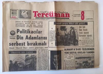 Tercüman Gazetesi 16 Mayıs 1968 - Almanyadaki İşçilerimize Yeni Sosyal Haklar Tanındı GZ11132 - 1