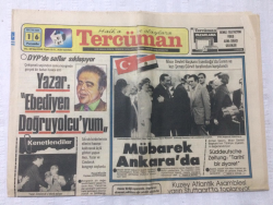 Tercüman Gazetesi 16 Mayıs 1985 - Cumhurbaşkanı Kenan Evren Mısır Devlet Başkanı Hüsnü Mübareki Esenboğa Havaalanında Kucaklayarak Karşıladı - GZ17227 - 2