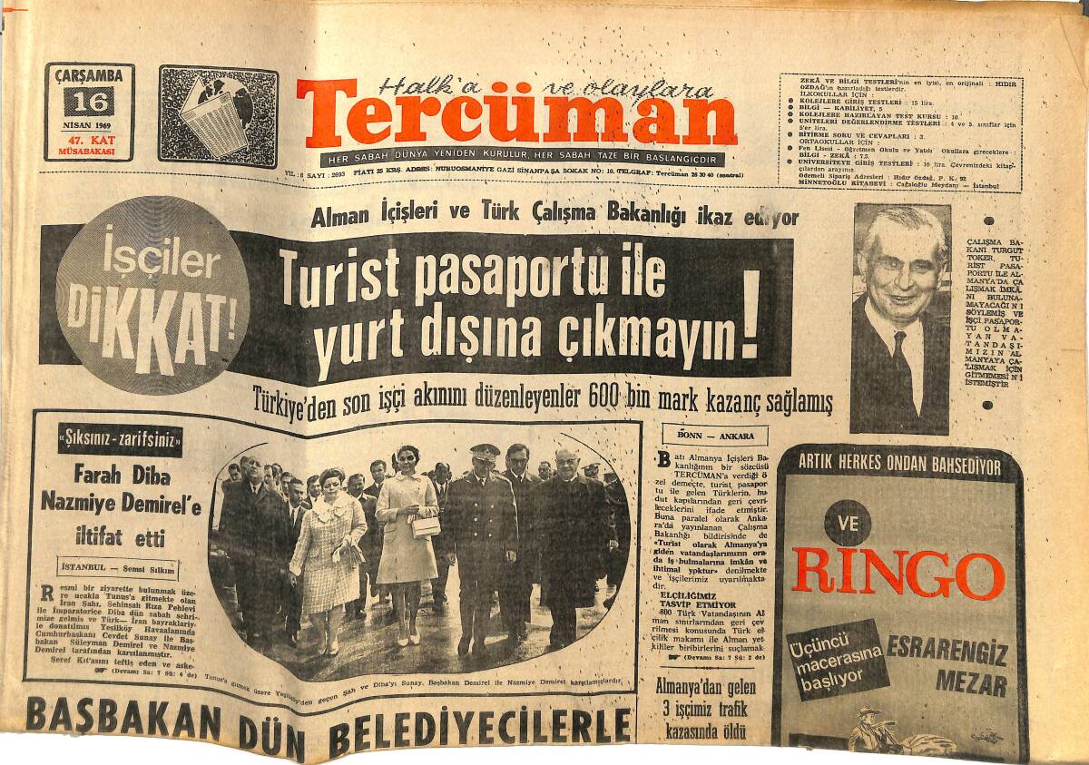 Tercüman Gazetesi 16 Nisan 1969 - DTCF Ve SBF Boykotu Kaldırma Kararı Aldı - Opera Açıldı Şehir Tiyatroları Kapandı GZ145134 - 1