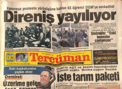 Tercüman Gazetesi 16 Nisan 1987 - Kanunsuz Protesto Yürüyüşüne Katılan 63 Öğrenci DGMye Sevkedildi GZ65028 - 2