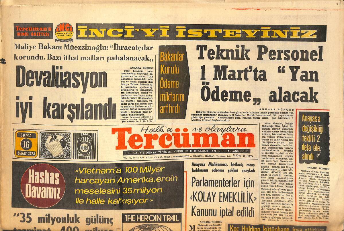 Tercüman Gazetesi 16 Şubat 1973 - M.Ali Clay Bugner'i Kum Torbasına Çevirdi! - Türkiye Güreş Şampiyonası Bugün Mersin'de Başlıyor! GZ145682 - 1