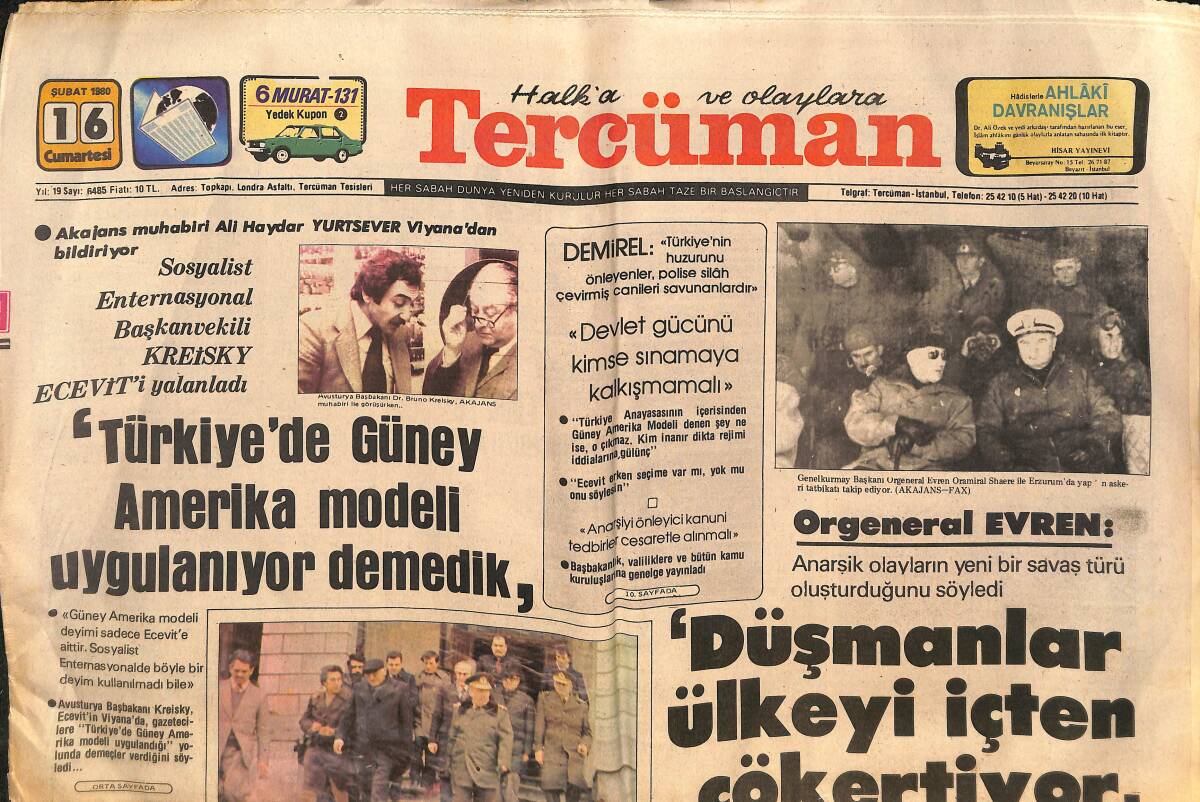 Tercüman Gazetesi 16 Şubat 1980 - TARİŞ Olaylarının Bastırılması İzmir'de Tansiyonu Düşürdü - ABD , Afgan Mücahitlerine Silah Sağlıyor GZ134092 - 1
