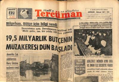 Tercüman Gazetesi 17 Aralık 1966 - 19,5 Milyarlık Bütçenin Müzakeresi Başladı GZ54378 - 1