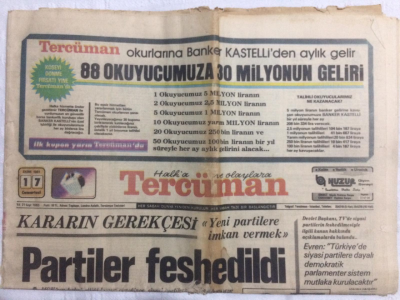 Tercüman Gazetesi 17 Ekim 1981 - Partiler Feshedildi, Yunan Seçiminde Ana Konu Türkiye - GZ21174 - 1