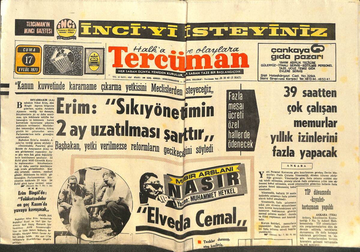 Tercüman Gazetesi 17 Eylül 1971 - İzmit Cezaevinde 630 Kişi Açlık Grevine Başladı - Hacettepe'ye Alınacak Öğrencilerin Puan Durumu Belli Oldu GZ142390 - 1