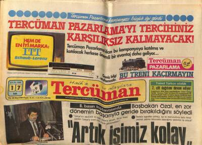 Tercüman Gazetesi 17 Eylül 1985 - Doğum Günü Hediyesi GZ53900 - 1