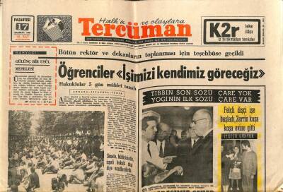 Tercüman Gazetesi 17 Haziran 1968 - Bütün Rektör Ve Dekanların Toplanması İçin Teşebbüse Geçildi GZ67045 - 2