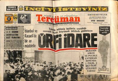 Tercüman Gazetesi 17 Haziran 1970 - Kan , Barut , Ölüm Kadıköyü Dün Cehenneme Çevirmişti GZ70699 - 2