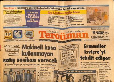 Tercüman Gazetesi 17 Haziran 1981 - Ermeniler İsviçreyi Tehdit Ediyor GZ69908 - 2