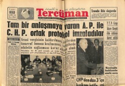 Tercüman Gazetesi 17 Kasım 1961 - Tam Bir Anlaşmaya Varan A.P. İle C.H.P. Ortak Protokol İmzaladılar GZ67399 - 2