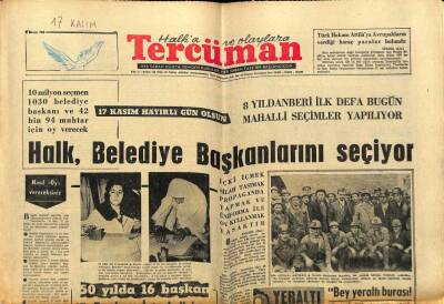 Tercüman Gazetesi 17 Kasım 1963 - Halk , Belediye Başkanlarını Seçiyor GZ67651 - 1