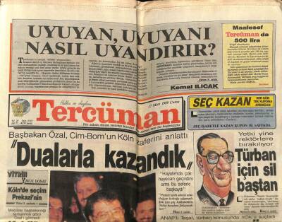 Tercüman Gazetesi 17 Mart 1989 - Başbakan Özal Galatasarayın Köln Zaferini Anlattı GZ64568 - 1