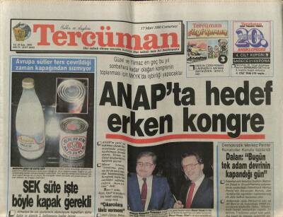 Tercüman Gazetesi 17 Mart 1990 - SEK Süte İşte Böyle Kapak Gerekli GZ74625 - 1