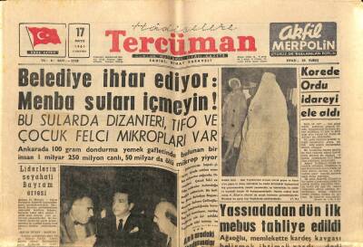 Tercüman Gazetesi 17 Mayıs 1961 - Belediye İhtar Ediyor Menba Suları İçmeyin ! GZ67695 - 1