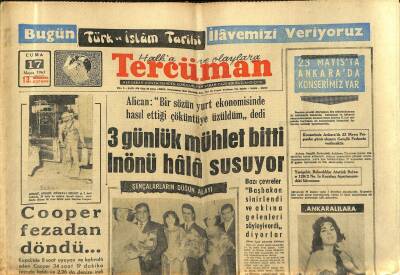 Tercüman Gazetesi 17 Mayıs 1963 - Cooper Fezadan Döndü - Gönül Yazar Yarışa Girdi GZ123403 - 1