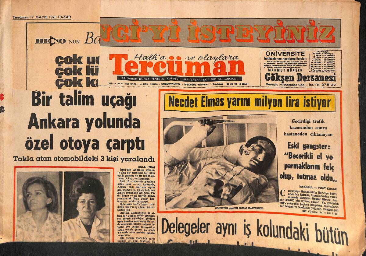Tercüman Gazetesi 17 Mayıs 1970 - Metin Oktay Galatasaray'dan Ayrıldı - THY Genel Müdürü Görevinden Alındı GZ134605 - 1