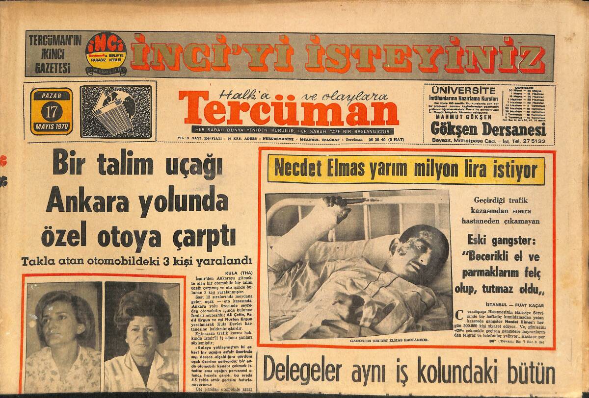 Tercüman Gazetesi 17 Mayıs 1970 - Metin Oktay Galatasaray'dan Ayrıldı - THY Genel Müdürü Görevinden Alındı GZ145426 - 1