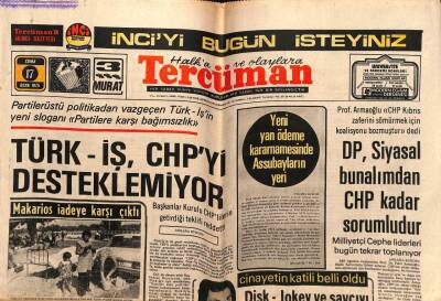 Tercüman Gazetesi 17 Ocak 1975 - Türk İş CHPyi Desteklemiyor GZ55205 - 1