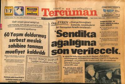 Tercüman Gazetesi 17 Ocak 1981 - 60 Yaşını Doldurmuş Meslek Sahibine Tanınan İmtiyaz Kaldırıldı GZ54286 - 1