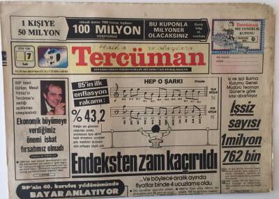 Tercüman Gazetesi 17 Ocak 1986 - 1985in İlk Enflasyon Rakamı %43,2 GZ13936 - 1