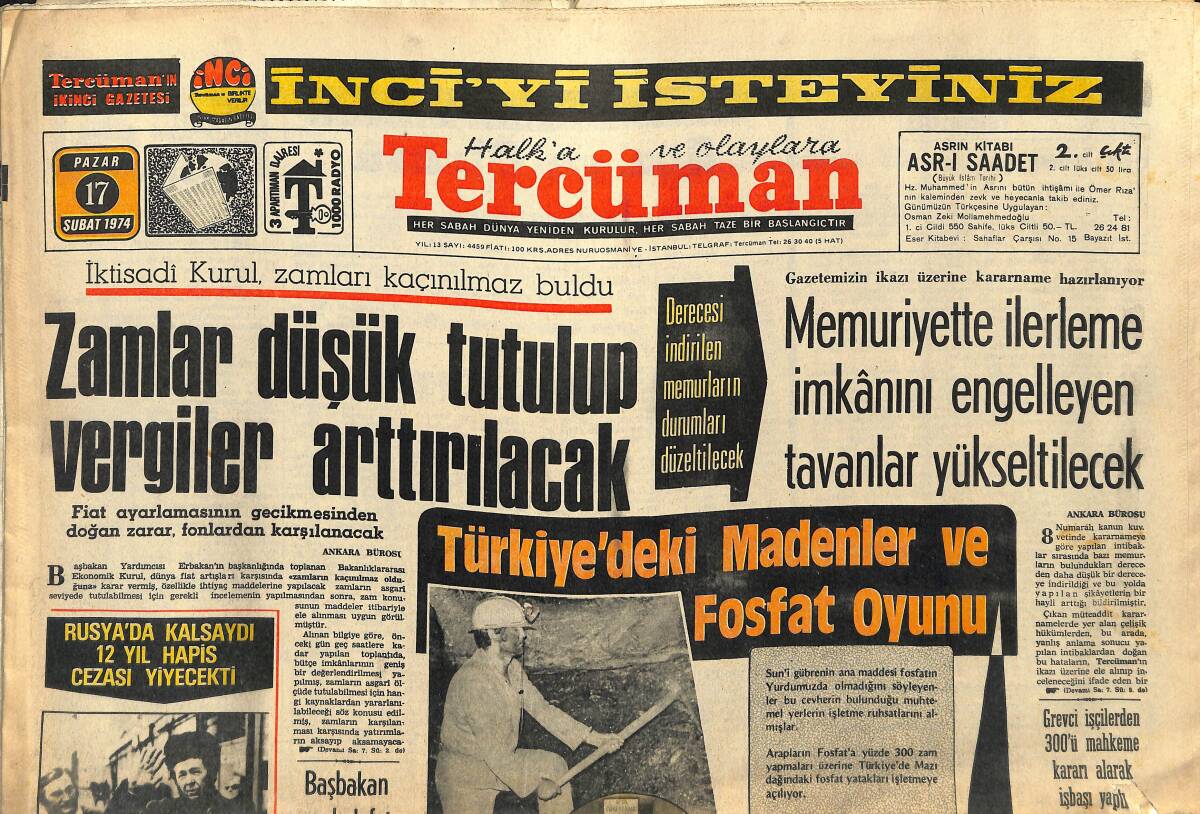 Tercüman Gazetesi 17 Şubat 1974 - Eoka'cılar Rum Ordu Kampından Silah Ve Cephane Kaçırdılar - Metin Oktay Taraftarlara Tercüman Aracılığı İle Seslendi GZ145901 - 1