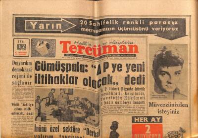 Tercüman Gazetesi 17 Temmuz 1962 - Dış Yardım Demokrasi Rejimi İle Sağlanır GZ69959 - 2