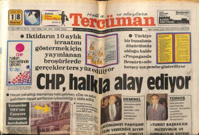 Tercüman Gazetesi 18 Aralık 1978 - CHP Halkla Alay Ediyor GZ64494 - 1