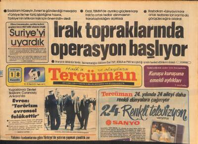 Tercüman Gazetesi 18 Ekim 1984 - Irak Topraklarında Operasyon Başlıyor - Suriyeyi Uyardık GZ126983 - 1
