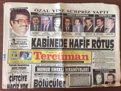Tercüman Gazetesi 18 Ekim 1986 - Özal Kabinede Hafif Rötuş Yapıyor GZ10435 - 2