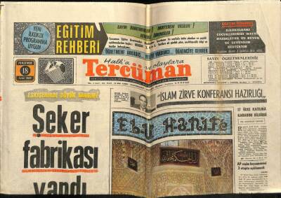 Tercüman Gazetesi 18 Eylül 1969 - Eskişehirde Şeker Fabrikası Yandı GZ54744 - 1