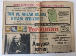 Tercüman Gazetesi 18 Eylül 1982 -Anayasa Tasarasının Başlangıç Ve Geçici Maddeleri Bugün Ele Alınacak GZ10619 - 1