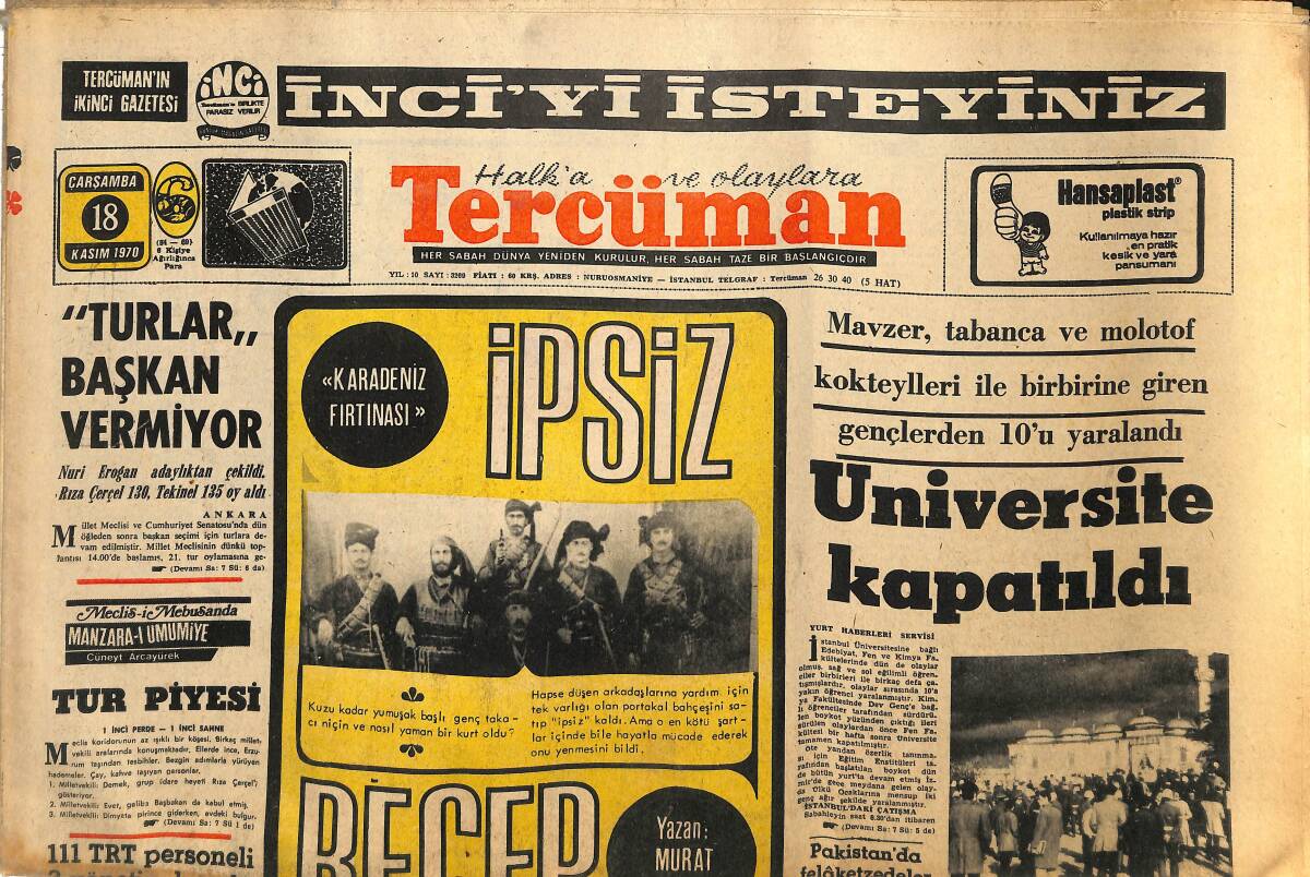 Tercüman Gazetesi 18 Kasım 1970 - Lefter, Sivas'ta Krallar Gibi Karşılandı - Kemal Türkler Ve 26 Arkadaşının Duruşmaları Sivil Mahkemede Başladı GZ145264 - 1