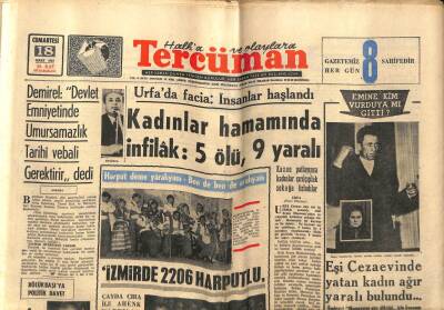 Tercüman Gazetesi 18 Mart 1967 - Kadınlar Hamamında İnfilak,5 Ölü 9 Yaralı GZ54206 - 1