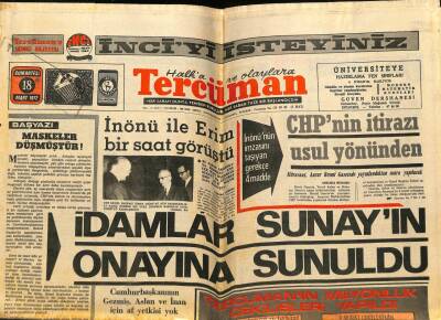 Tercüman Gazetesi 18 Mart 1972 - İnönünün İmzasını Taşıyan Gerekçe 4 Madde GZ67624 - 2