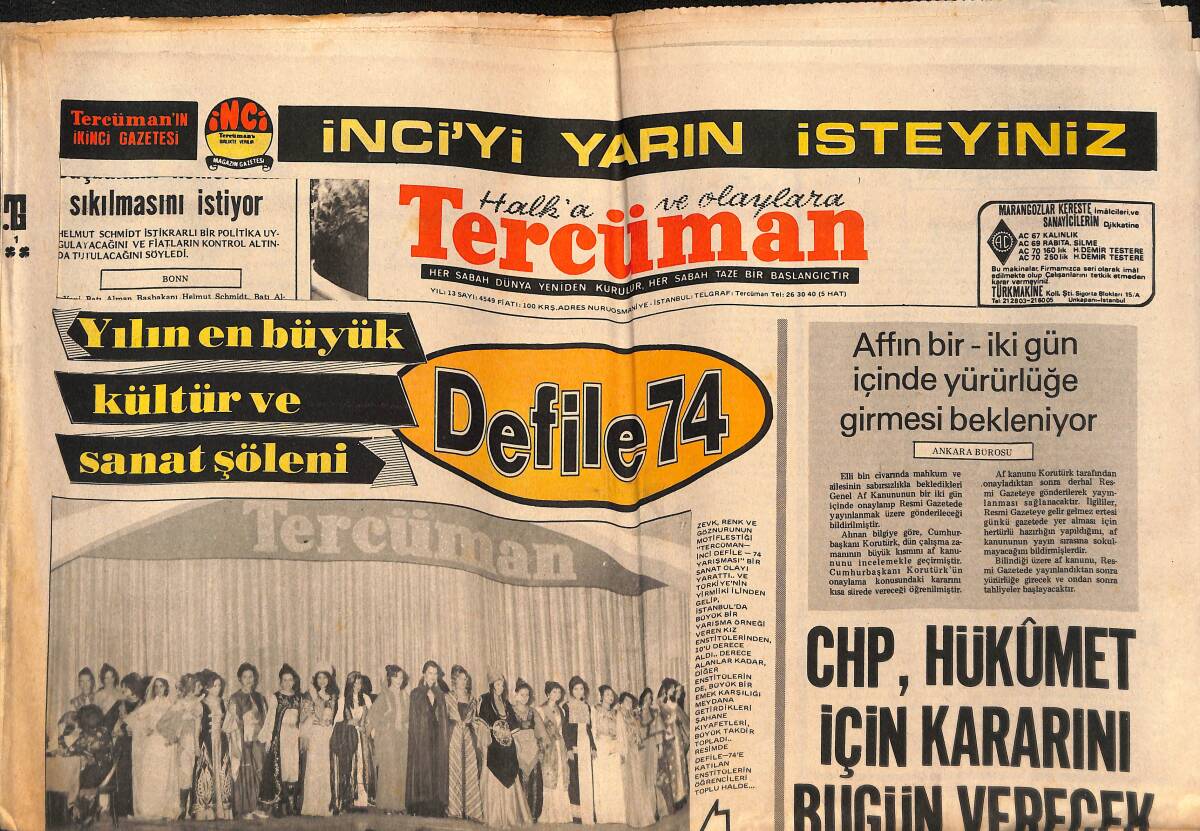 Tercüman Gazetesi 18 Mayıs 1974 - İsrail Hücumunda Enkaz Altından 40 Ceset Çıkarıldı GZ134343 - 1