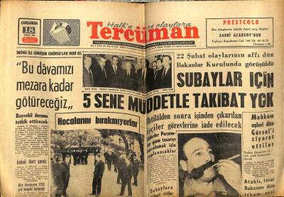 Tercüman Gazetesi 18 Nisan 1962 - 22 Şubat Olaylarının Affı Mecliste Görüşüldü GZ54710 - 1