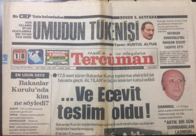 Tercüman Gazetesi 18 Nisan 1979 - Ve Ecevit Teslim Oldu - GZ12988 - 2