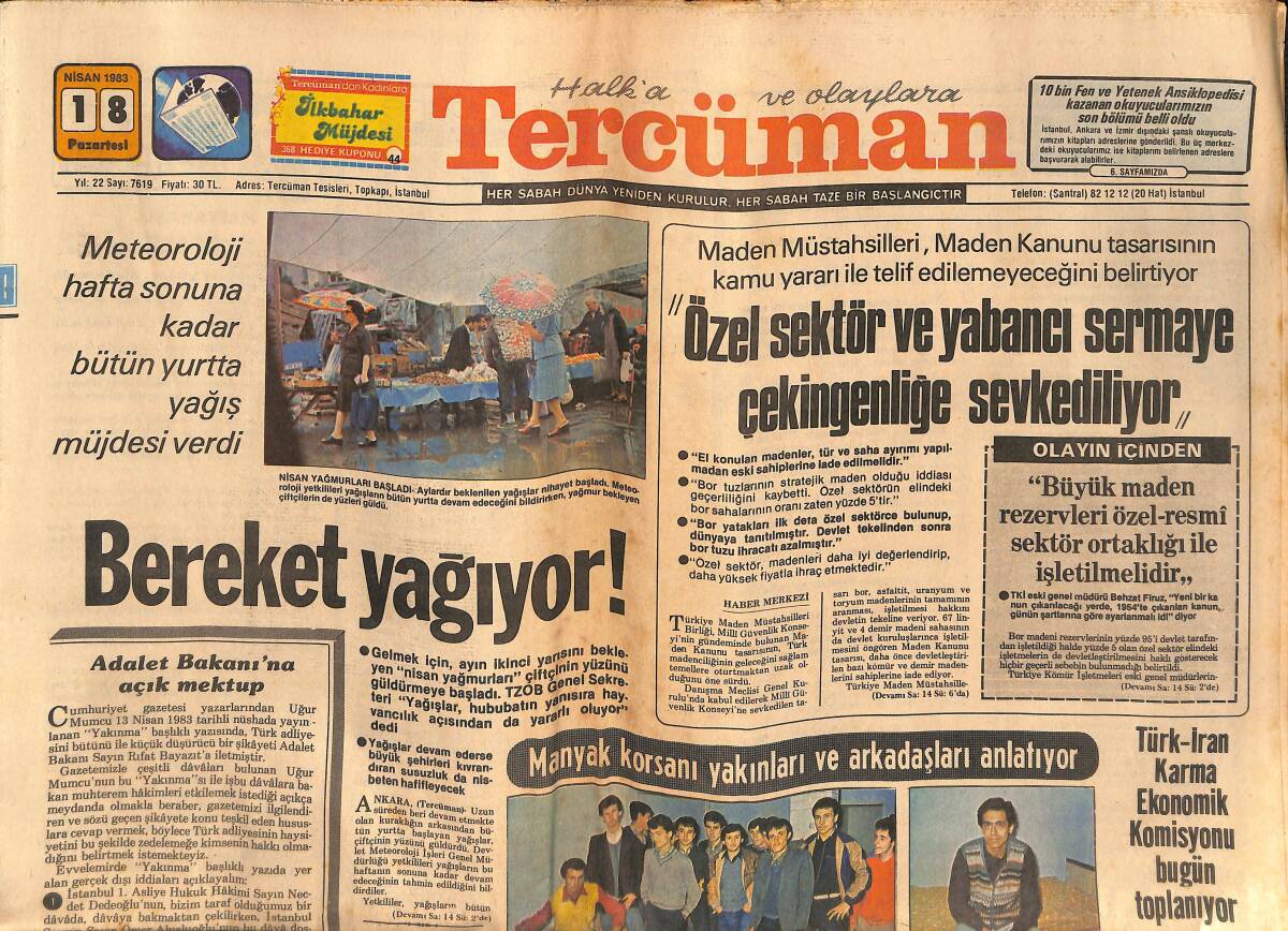Tercüman Gazetesi 18 Nisan 1983 - Özel Sektör Ve Yabancı Sermaye Çekingenliğe Sevkediliyor GZ134630 - 1