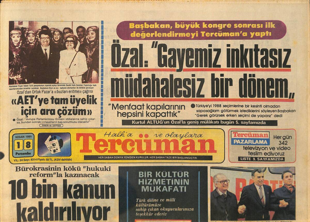 Tercüman Gazetesi 18 Nisan 1985 - ŞAMPİYON GALATASARAY GZ159187 - 1