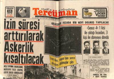 Tercüman Gazetesi 18 Ocak 1969 - İzin Süresi Arttırılarak Askerlik Kısaltılacak GZ67946 - 1