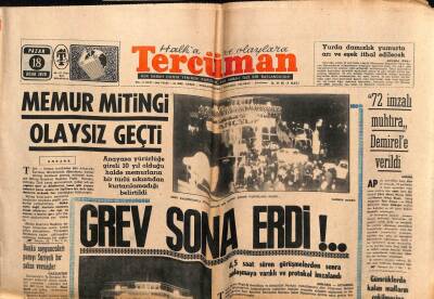 Tercüman Gazetesi 18 Ocak 1970 - Grev Sona Erdi GZ55320 - 1