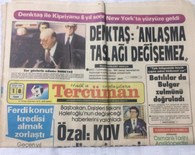 Tercüman Gazetesi 18 Ocak 1985 - DenktaşAnlaşma Taslağı Değişemez - GZ17180 - 1