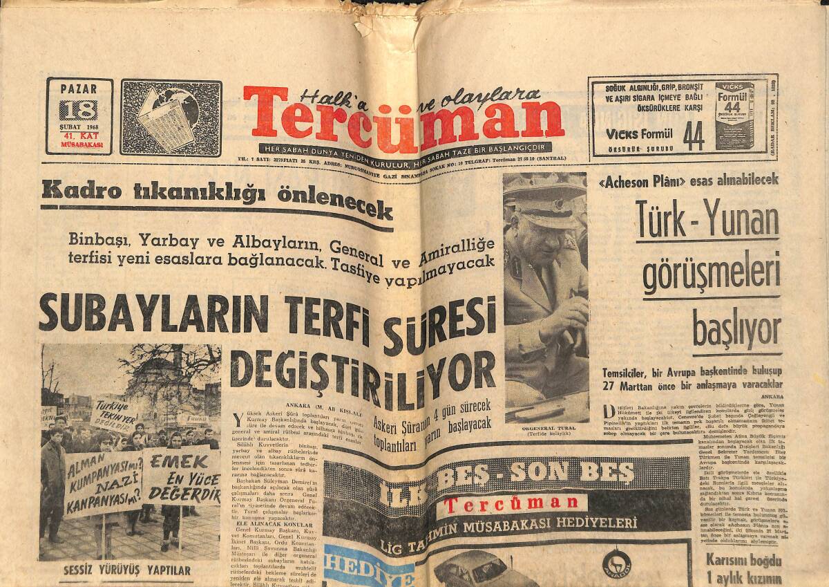 Tercüman Gazetesi 18 Şubat 1968 - Vietkong Tekrar Hücuma Geçti - Liz İle Burton 4 Köpek İçin Lüks Bir Yat Kiraladılar GZ148801 - 1