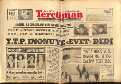 Tercüman Gazetesi 19 Aralık 1963 - İnönü , Bağımsızları Çok Neşeli Buluyor GZ67600 - 1