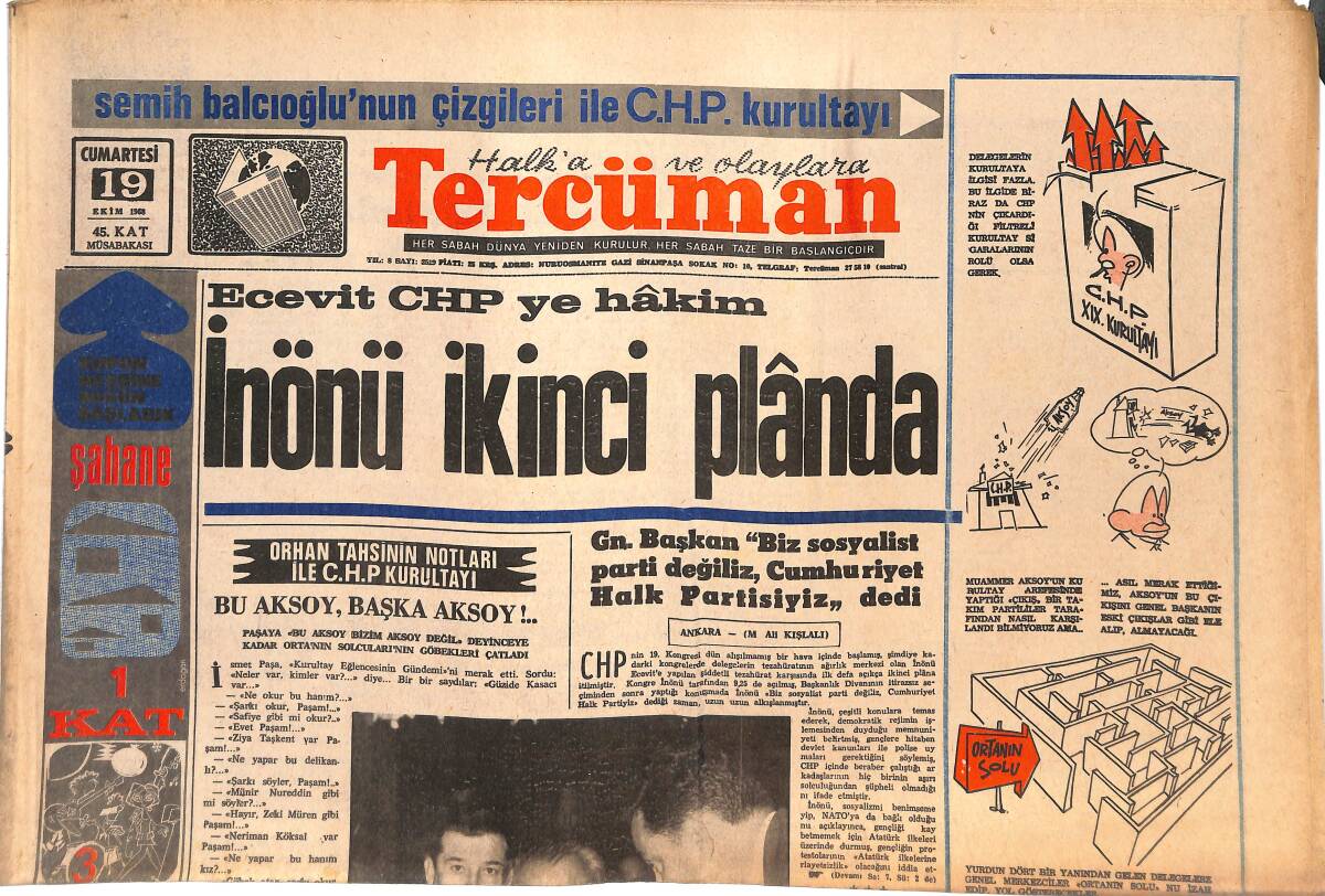 Tercüman Gazetesi 19 Ekim 1968 - Jacqueline Kennedy Armatör Onassisle Evleniyor - Almanya'daki İşçilerin Tren Sıkıntısı Giderildi GZ144784 - 1