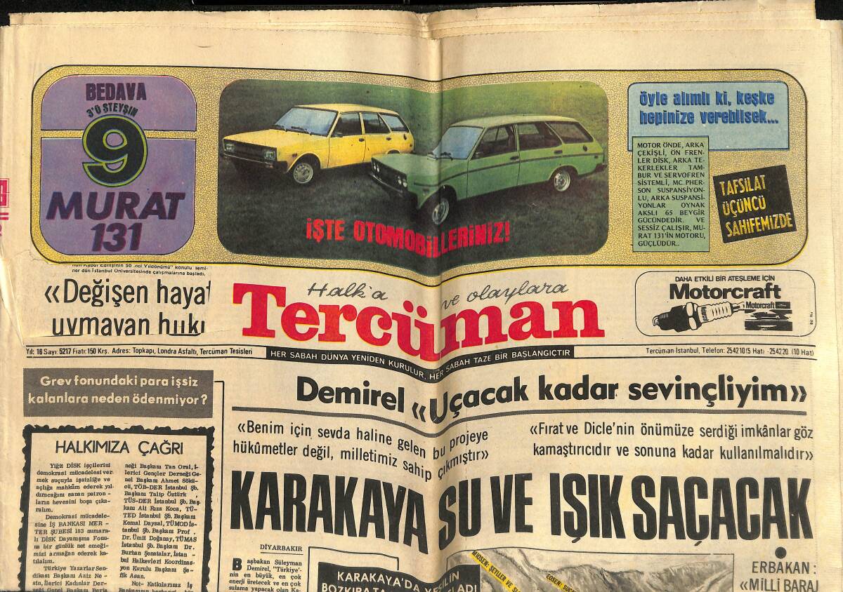 Tercüman Gazetesi 19 Ekim 1976 - DİSK Sokağa Döktüğü İşçiye Sahip Çıkmıyor - Mark Yeniden Değer Kazandı GZ160288 - 1
