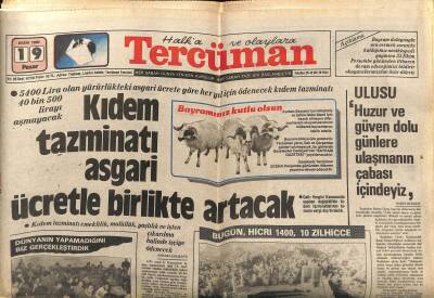 Tercüman Gazetesi 19 Ekim 1980 - Irak Birlikleri Abadanı Hala Alamadı - Ali Dinçer Ve 5 Arkadaşı Serbest Bırakıldı GZ118025 - 1