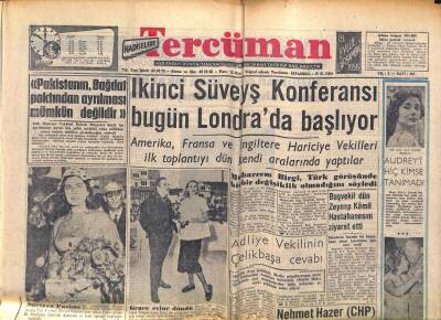 Tercüman Gazetesi 19 Eylül 1956 - Audrey Hepburnü Hiç Kimse Tanıyamadı - İkinci Süveyş Konferansı Bugün Londrada Başlıyor GZ118943 - 1
